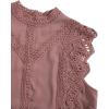imageFloerns Womens Mock Neck Guipure Lace Trim Embroidery Blouse TopsDusty Pink