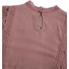 imageFloerns Womens Mock Neck Guipure Lace Trim Embroidery Blouse TopsDusty Pink