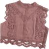 imageFloerns Womens Mock Neck Guipure Lace Trim Embroidery Blouse TopsDusty Pink