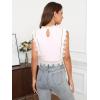 imageFloerns Womens Mock Neck Guipure Lace Trim Embroidery Blouse TopsWhite Cream