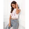 imageFloerns Womens Mock Neck Guipure Lace Trim Embroidery Blouse TopsWhite Cream