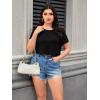 imageFloerns Womens Plus Size 2 Pcs Basic Short Sleeve Solid Crop Tops Tee ShirtsBlack Ink Striped