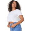 imageFloerns Womens Plus Size 2 Pcs Basic Short Sleeve Solid Crop Tops Tee ShirtsBlack and White