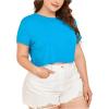 imageFloerns Womens Plus Size 2 Pcs Basic Short Sleeve Solid Crop Tops Tee ShirtsBlue and Black