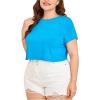 imageFloerns Womens Plus Size 2 Pcs Basic Short Sleeve Solid Crop Tops Tee ShirtsBlue and Black