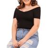 imageFloerns Womens Plus Size Basic Off Shoulder Tshirt TopA Black