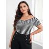imageFloerns Womens Plus Size Basic Off Shoulder Tshirt TopBlack and White