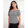 imageFloerns Womens Plus Size Basic Off Shoulder Tshirt TopBlack and White