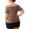imageFloerns Womens Plus Size Basic Off Shoulder Tshirt TopMocha Brown Solid