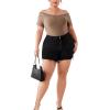 imageFloerns Womens Plus Size Basic Off Shoulder Tshirt TopMocha Brown Solid