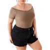 imageFloerns Womens Plus Size Basic Off Shoulder Tshirt TopMocha Brown Solid