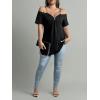 imageFloerns Womens Plus Size Cold Shoulder Chain Detail Zip Up Casual Tee ShirtBlack