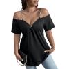 imageFloerns Womens Plus Size Cold Shoulder Chain Detail Zip Up Casual Tee ShirtBlack