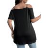 imageFloerns Womens Plus Size Cold Shoulder Chain Detail Zip Up Casual Tee ShirtBlack