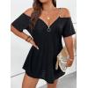 imageFloerns Womens Plus Size Cold Shoulder Chain Detail Zip Up Casual Tee ShirtBlack Ink