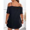 imageFloerns Womens Plus Size Cold Shoulder Chain Detail Zip Up Casual Tee ShirtBlack Ink