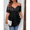 imageFloerns Womens Plus Size Cold Shoulder Chain Detail Zip Up Casual Tee ShirtBlack Jade