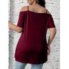 imageFloerns Womens Plus Size Cold Shoulder Chain Detail Zip Up Casual Tee ShirtBurgundy