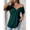 imageFloerns Womens Plus Size Cold Shoulder Chain Detail Zip Up Casual Tee ShirtDark Green