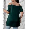 imageFloerns Womens Plus Size Cold Shoulder Chain Detail Zip Up Casual Tee ShirtDark Green