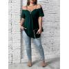 imageFloerns Womens Plus Size Cold Shoulder Chain Detail Zip Up Casual Tee ShirtDark Green