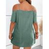 imageFloerns Womens Plus Size Cold Shoulder Chain Detail Zip Up Casual Tee ShirtGreen