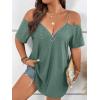 imageFloerns Womens Plus Size Cold Shoulder Chain Detail Zip Up Casual Tee ShirtGreen