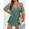 imageFloerns Womens Plus Size Cold Shoulder Chain Detail Zip Up Casual Tee ShirtGreen