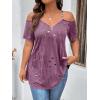 imageFloerns Womens Plus Size Cold Shoulder Chain Detail Zip Up Casual Tee ShirtPurple