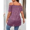 imageFloerns Womens Plus Size Cold Shoulder Chain Detail Zip Up Casual Tee ShirtPurple