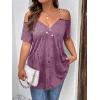 imageFloerns Womens Plus Size Cold Shoulder Chain Detail Zip Up Casual Tee ShirtPurple