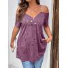 imageFloerns Womens Plus Size Cold Shoulder Chain Detail Zip Up Casual Tee ShirtPurple