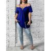 imageFloerns Womens Plus Size Cold Shoulder Chain Detail Zip Up Casual Tee ShirtRoyal Blue