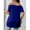 imageFloerns Womens Plus Size Cold Shoulder Chain Detail Zip Up Casual Tee ShirtRoyal Blue