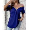 imageFloerns Womens Plus Size Cold Shoulder Chain Detail Zip Up Casual Tee ShirtRoyal Blue