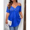 imageFloerns Womens Plus Size Cold Shoulder Chain Detail Zip Up Casual Tee ShirtRoyal Blue Solid