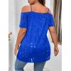 imageFloerns Womens Plus Size Cold Shoulder Chain Detail Zip Up Casual Tee ShirtRoyal Blue Solid