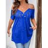 imageFloerns Womens Plus Size Cold Shoulder Chain Detail Zip Up Casual Tee ShirtRoyal Blue Solid