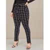 imageFloerns Womens Plus Size Plaid Pants Leggings Stretchy Elastic Waist Work Skinny PantsA Black Plaid