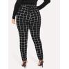 imageFloerns Womens Plus Size Plaid Pants Leggings Stretchy Elastic Waist Work Skinny PantsA Black Plaid