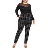 imageFloerns Womens Plus Size Plaid Pants Leggings Stretchy Elastic Waist Work Skinny PantsA Black Plaid
