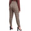 imageFloerns Womens Plus Size Plaid Pants Leggings Stretchy Elastic Waist Work Skinny PantsA Brown Multi