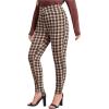 imageFloerns Womens Plus Size Plaid Pants Leggings Stretchy Elastic Waist Work Skinny PantsA Brown Multi