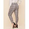 imageFloerns Womens Plus Size Plaid Pants Leggings Stretchy Elastic Waist Work Skinny PantsBlack Brown Plaid