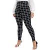 imageFloerns Womens Plus Size Plaid Pants Leggings Stretchy Elastic Waist Work Skinny PantsBlack Multi