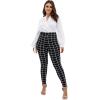 imageFloerns Womens Plus Size Plaid Pants Leggings Stretchy Elastic Waist Work Skinny PantsBlack Multi