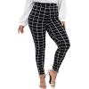 imageFloerns Womens Plus Size Plaid Pants Leggings Stretchy Elastic Waist Work Skinny PantsBlack Multi