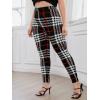 imageFloerns Womens Plus Size Plaid Pants Leggings Stretchy Elastic Waist Work Skinny PantsBlack Plaid