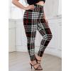 imageFloerns Womens Plus Size Plaid Pants Leggings Stretchy Elastic Waist Work Skinny PantsBlack Plaid