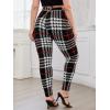 imageFloerns Womens Plus Size Plaid Pants Leggings Stretchy Elastic Waist Work Skinny PantsBlack Plaid